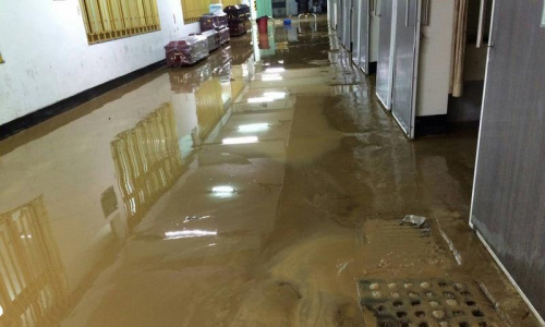 　　高雄市一场大雨造成全市多处积水，高雄市立殡仪馆惨遭泥流洗礼，连寄棺室也无法幸免，所幸3日天气转晴 ，灾情未进一步扩大，也未影响丧家既订的仪式。 (高雄市立殡仪馆提供) “中央社”记者程启峰高雄传真