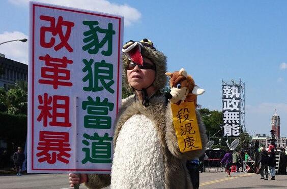 年金改革抗议群众（图片来源：台湾《联合报》）